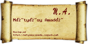 Mátyásy Amadé névjegykártya